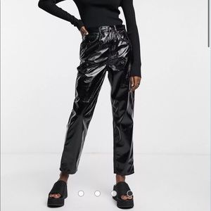 Reclaimed Vintage '91 Mom Jean in Black Patent Faux Leather